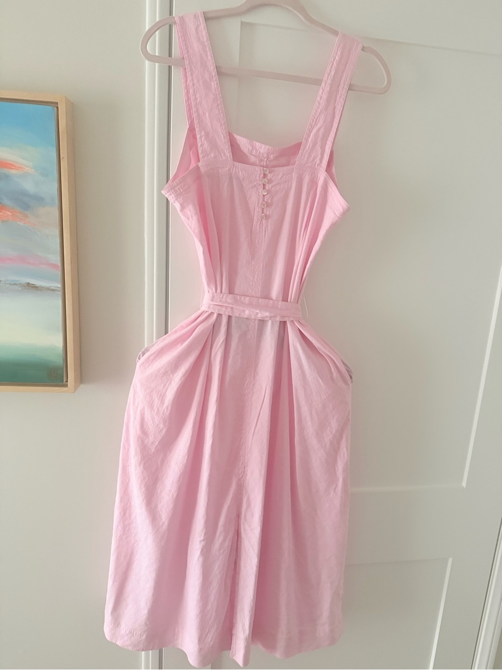 Vince Light Pink Sleeveless Tie-Waist Midi Dress